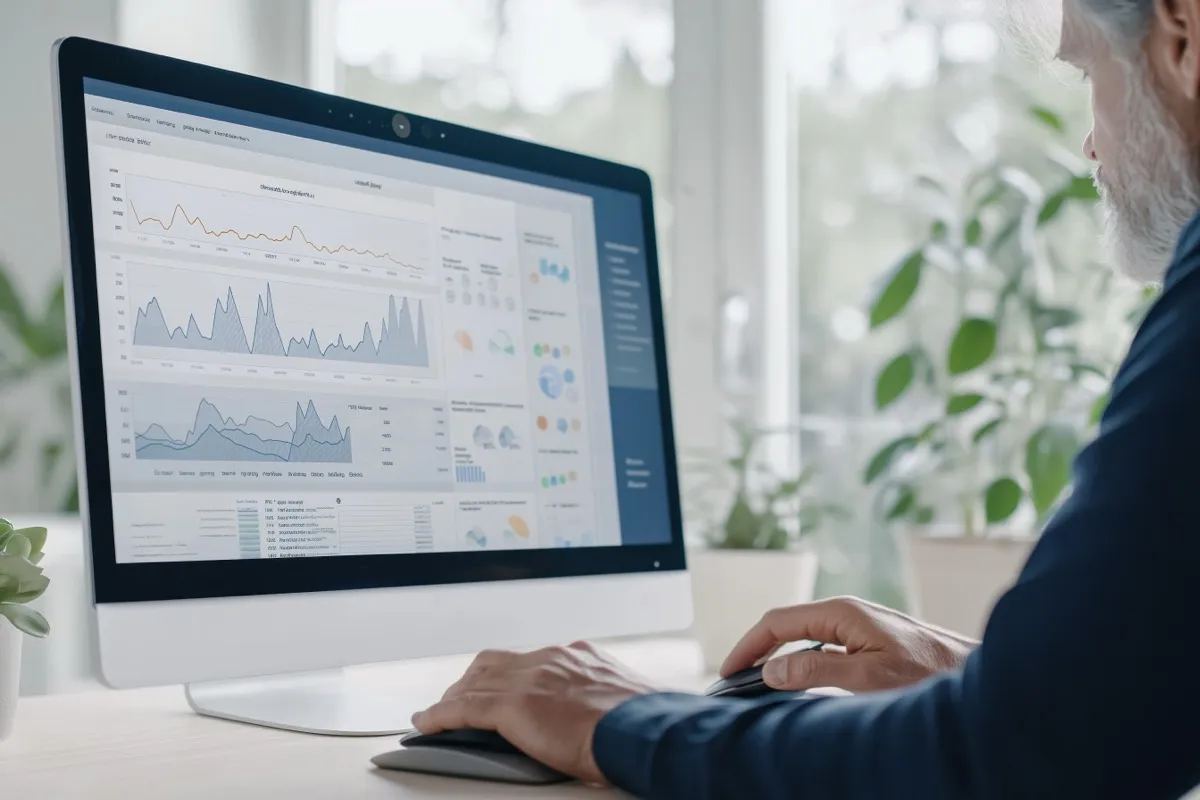 Conversion-Tracking: Kampagnen-Auswertung mit Diagrammen am Monitor